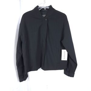 NWT Athleta Endless Black Bomber Jacket Womens Large Crop Poly‎ Spandex